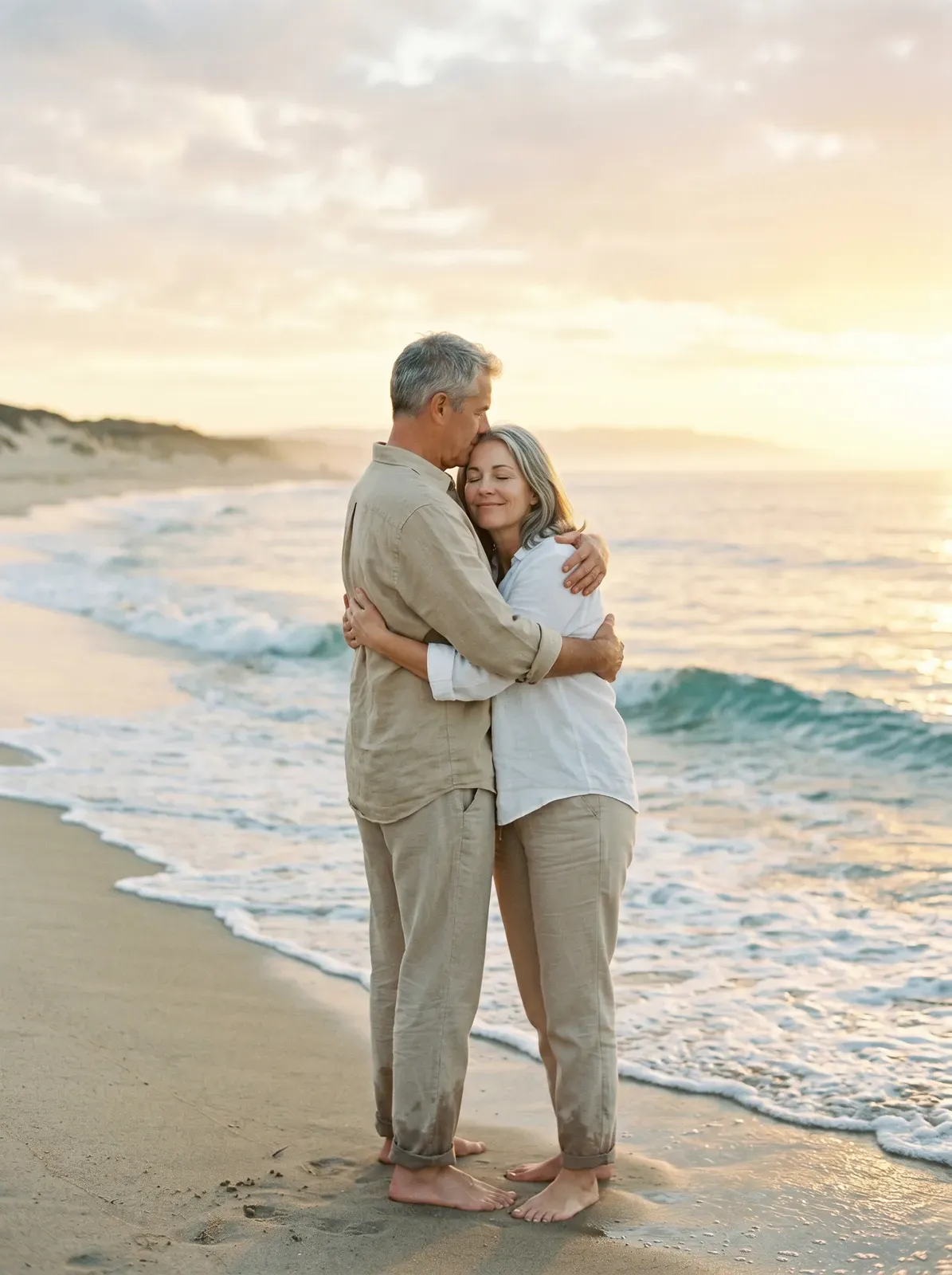 Couple on the beach at sunset